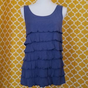 ADORABLE LOFT WEDGEWOOD BLUE RUFFLED TANK TOP